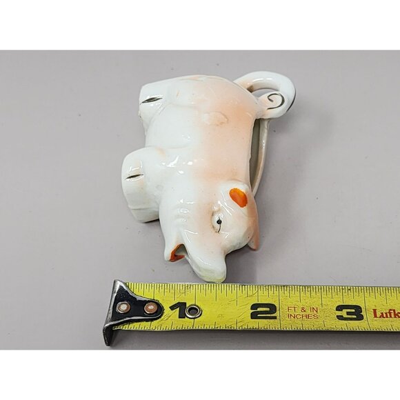 Vintage Small Ceramic Pig Creamer Pitcher With Pig Tail Handle - Picture 11 of 11